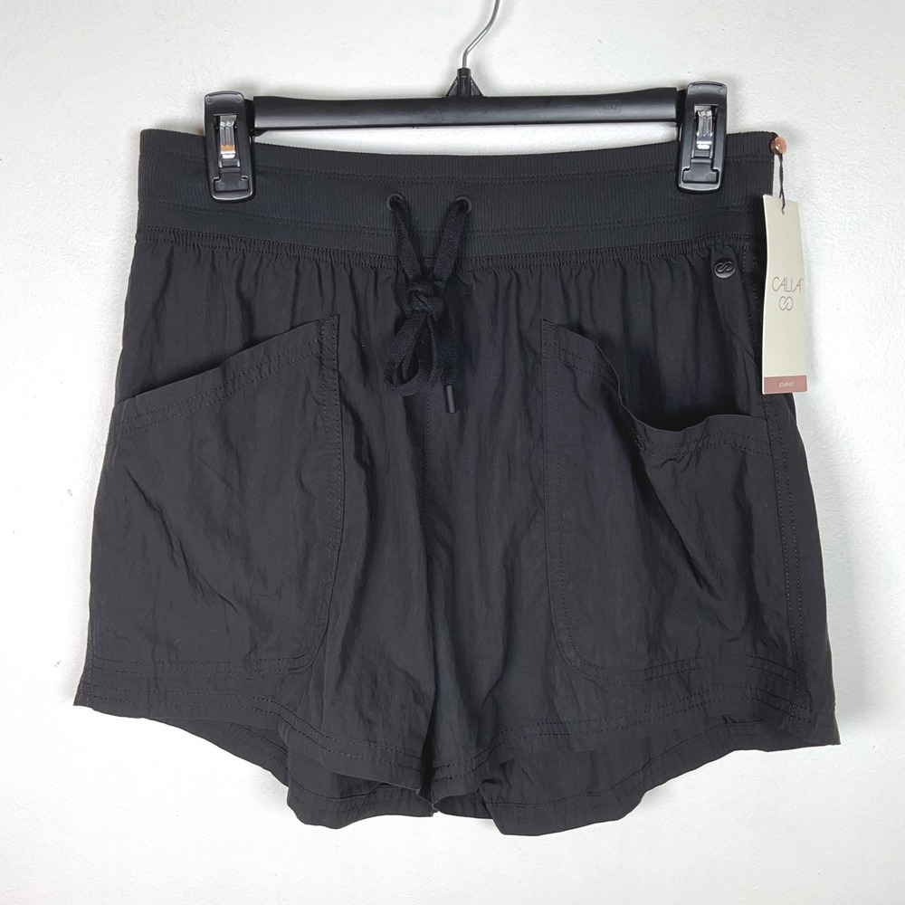 Calia Journey Collection Mid Rise Relaxed Fit Black Shorts‎ Womens